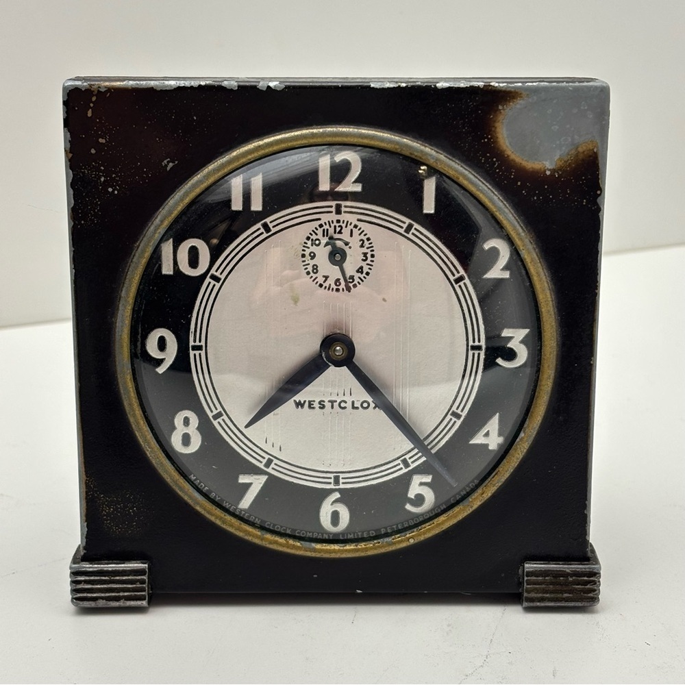 Vintage 1930s Westclox Tide windup alarm clock, made in Canada